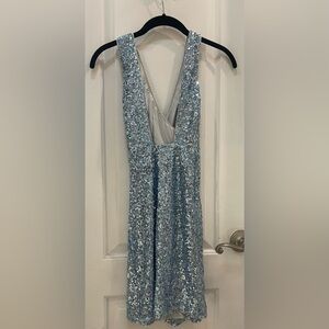 Hello Molly Sparkling Blue Backless Dress